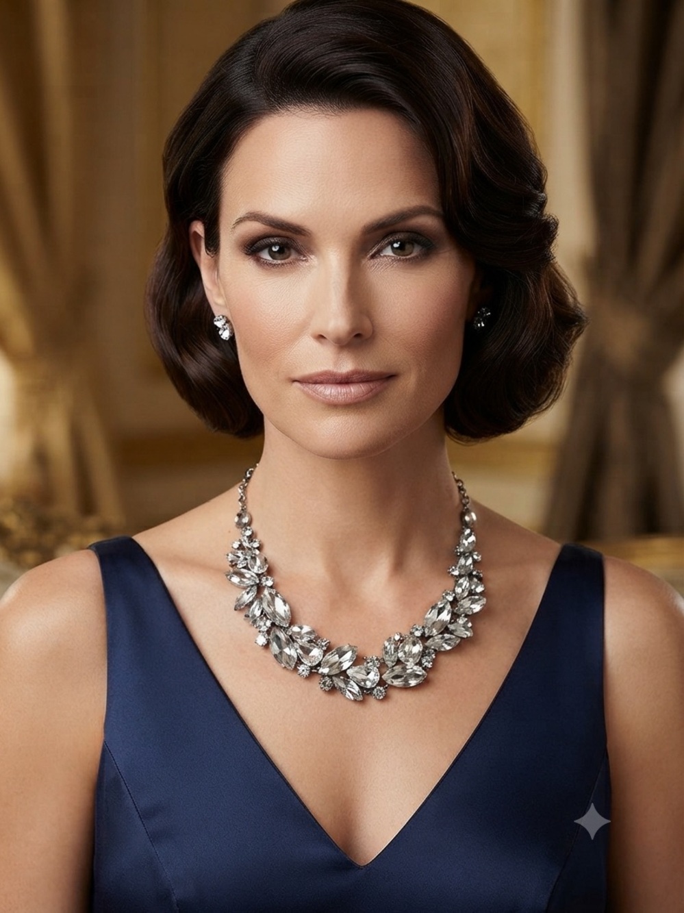 Crystal Statement Necklace - Silver Tone